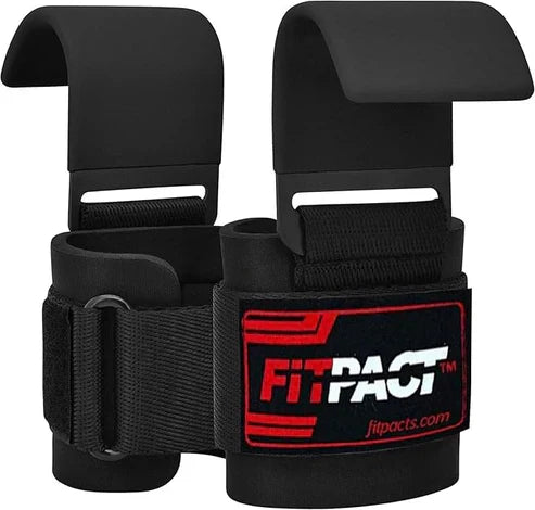 LORDEX Fitness Lifting Hook Straps for weightlifting and strength training, black straps with padded handles and adjustable closure.