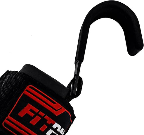 LORDEX Fitness lifting hook straps for weightlifting and strength training, shown in black with padded handles.