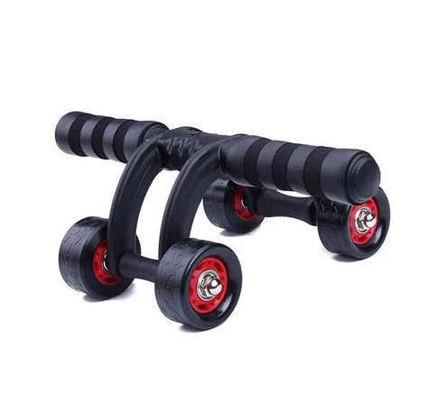 Two-wheel hand pusher for fitness exercises, black and silver design with ergonomic handles, made by LORDEX.