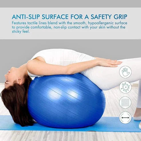 My Store Lordex gym ball for fitness, blue exercise ball for core workouts and stability training, shown inflated against a neutral background.