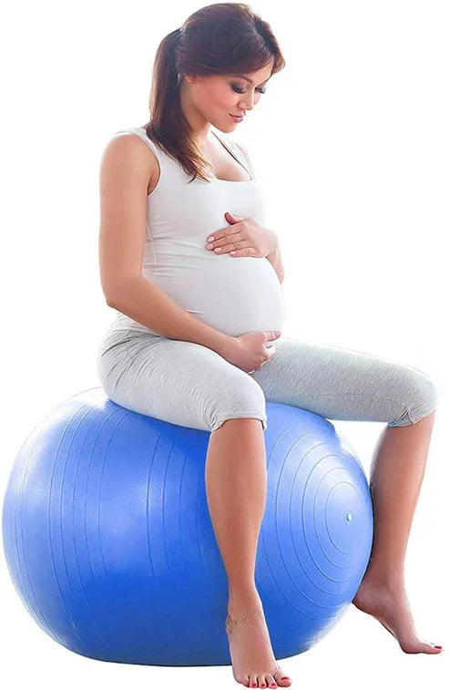 LORDEX fitness gym ball for exercise and core workouts, shown in blue with a textured surface for stability.