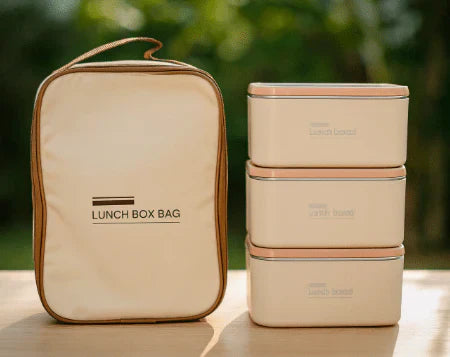 My Store lunch box set with insulated carry bag, featuring multiple containers and a sturdy handle for packed lunches.
