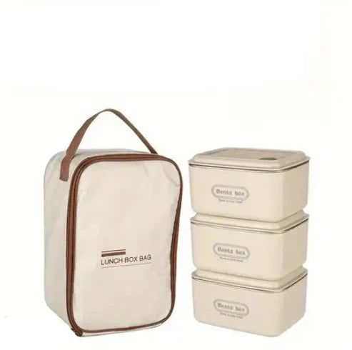 My Store lunch box set with insulated carry bag, featuring multiple containers and a portable design for packed meals.