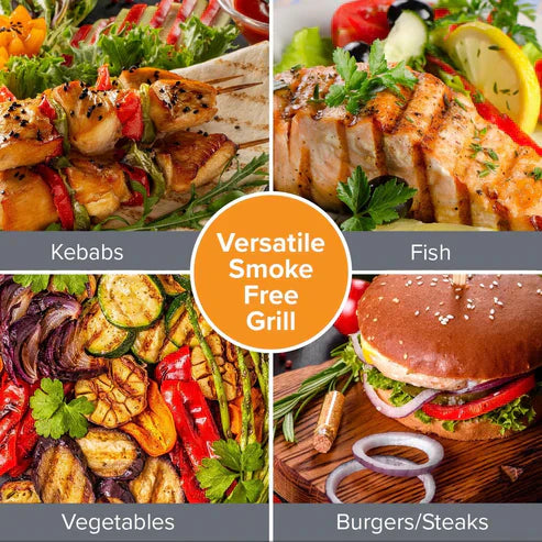 Nobel Electric Grill by My Store featuring a sleek black design, grilling surface, and control panel for indoor barbecue cooking.